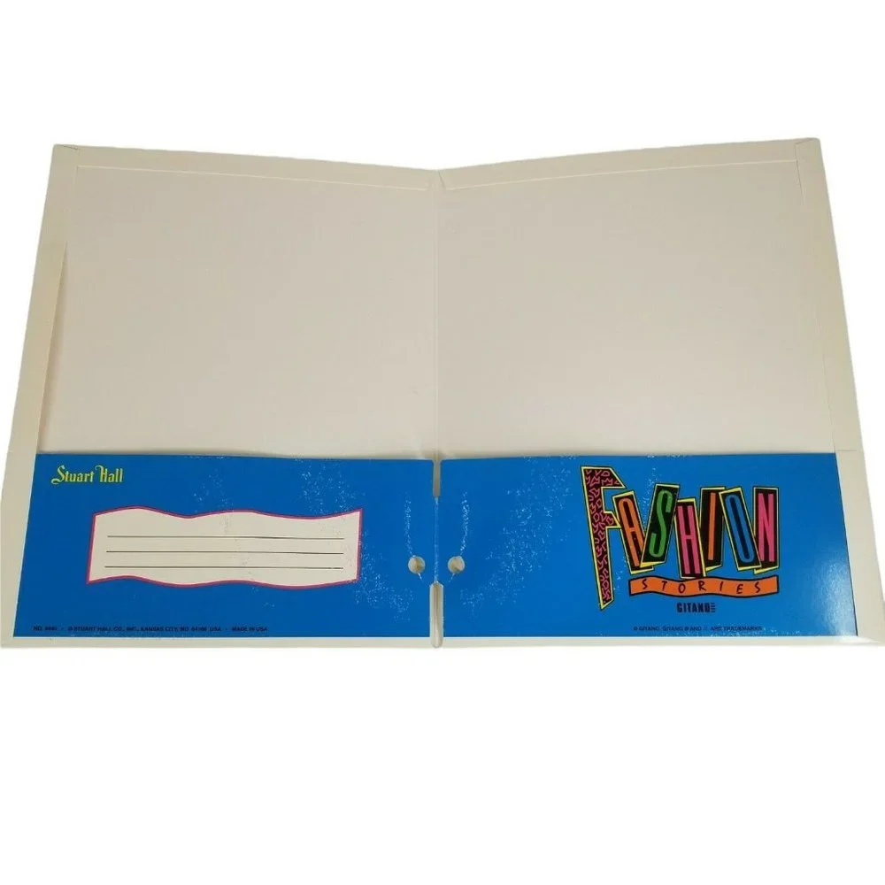 Vintage 80s GITANO Notebook Folder Lot of 2 Denim & Blues and Ears to the Street